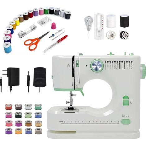Machines à coudre simples pour débutants, 12 points de couture, enfilage d'aiguille en un clic, fonctionnement en courant continu (1/5)