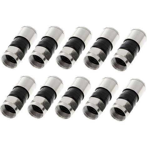Lot de 10 connecteurs à compression de type F RG6 de 2,7 cm avec fermeture à pression pour antenne satellite Sky V