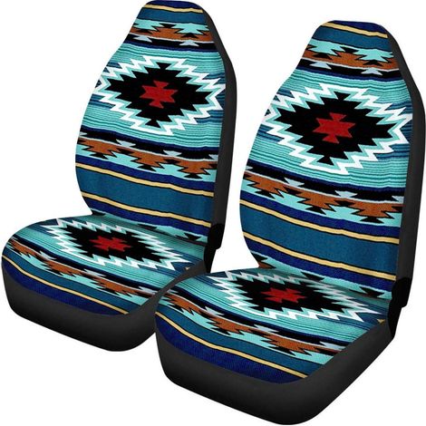 Lot de 2 Housses de siège Style aztèque, Tissu polyester, Sangle élastique, Voiture SUV