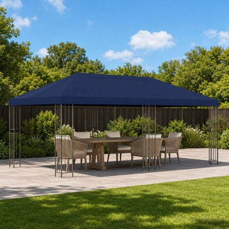 Gazebo con pareti laterali 6 x 3 m Blu Poliestere e Acciaio vidaXL (1/5)