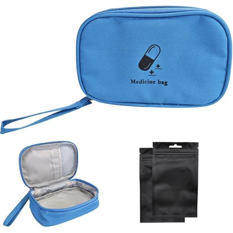 Kleine Erste Hilfe Tasche Blau, Wasserfest, 3 Fächer, für Reisen & Outdoor