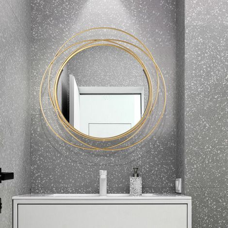 Miroir mural en fer, cadre rond, décoration, miroir mural, salon, chambre, bureau, décoration de la maison (1/5)