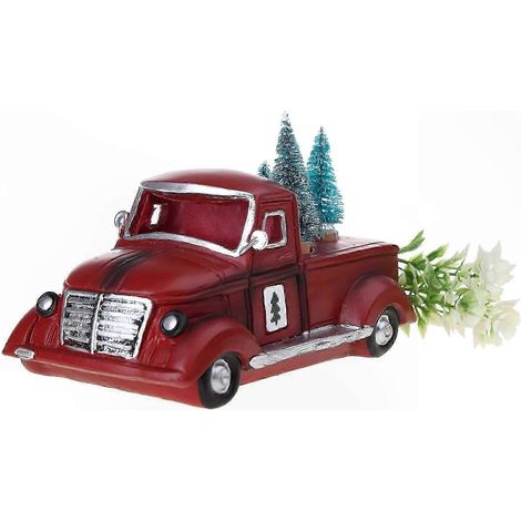 Vintage-Weihnachtsdeko mit rotem Truck, Retro-Fahrzeug-Ornament, Mini-Pickup, festliche Deko für Zuhause, cooles Van-Geschenk für die Weihnachtszeit (1/4)