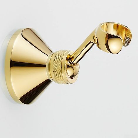 Support de pommeau de douche à hauteur réglable, en cuivre durable avec finition plaquée or et fixation murale sécurisée par vis, pour une utilisation polyvalente dans la salle de bain (Or) (1/5)