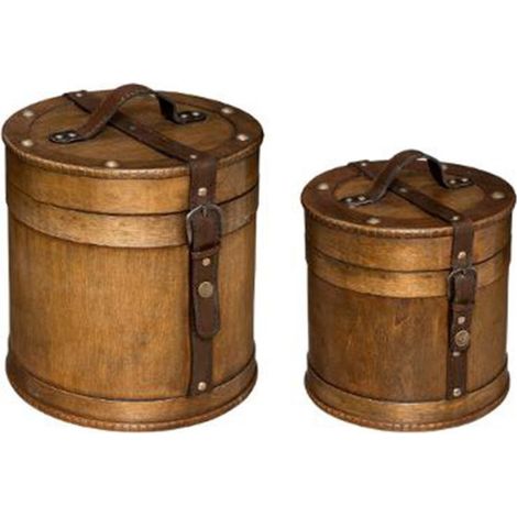 Lot de 2 Boîtes Déco "Rodani" 26cm Naturel (1/4)