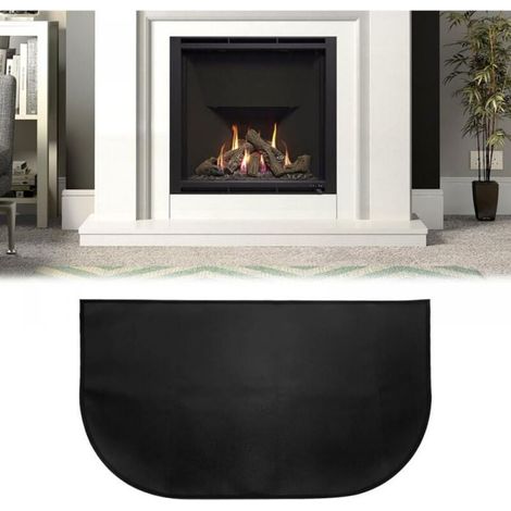 Tapis de Cheminأ©e, Tapis De Protection Anti Feu, Tapis Ignifuge Devant De Cheminee, Tapis Anti Feu Devant Cheminee, Demi-Rond pour Cheminأ©e, Poأھle, Barbecue, Noir (102x50) (1/5)