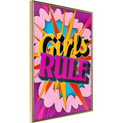Affiche Murale Encadrée "Girls Rule Colour" 30 x 42 cm Or