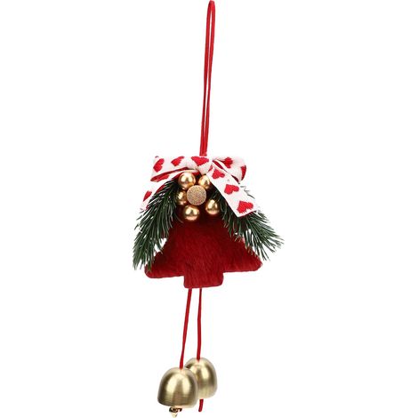 Couronne de noël avec pendentif cloche, ornement d'arbre suspendu, Mini décoration pour bricolage de fenêtre, cœur intérieur et extérieur