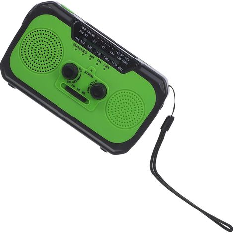 Radio d'urgence Solaire Multifonction 2200mah Vert LED et Alertes (1/5)