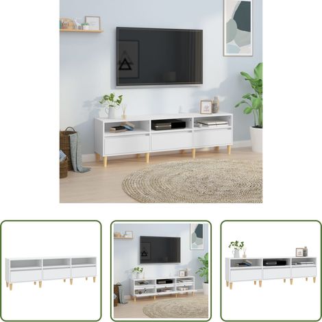vidaXL Rangement tv - Meuble TV blanc 150x30x44,5 cm bois d'ingénierie (1/5)