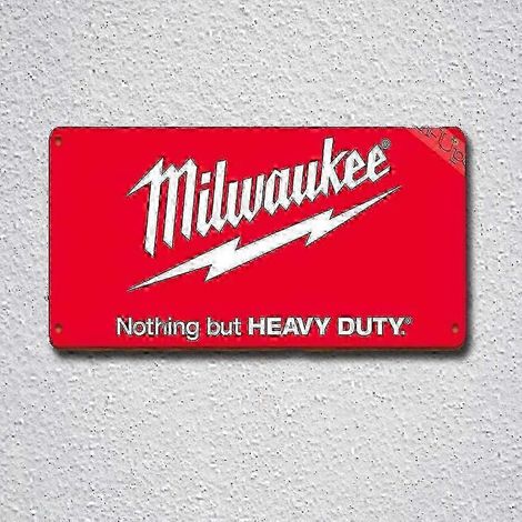 Panneau publicitaire en métal Milwaukee Red Tools Garage dimensions : 78 x 118 pouces