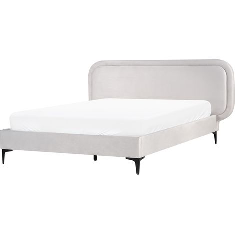 Cama moderna con somier de terciopelo gris claro 140 x 200 cm Suzette (1/5)