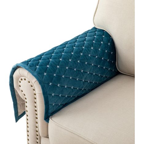 Housse d'accoudoir,Housse Canapé 3 Places avec Accoudoirs,Couverture Canapé d'angle en L Antidérapant en Velours Lavable pour Chien Chat Enfant,Bleu 70x70 cm (Seulement 1 Pièce) (1/5)