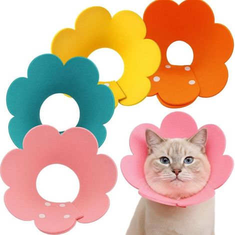 Weiches Katzenhalsband im elisabethanischen Stil, Schutzkleidung für postoperative Wunden, Schutzzubehör, 4 Stück (1/5)