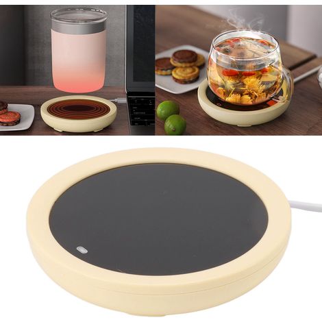 Coussin chauffant USB avec interrupteur à gravité, tasse à température constante de 55℃, chauffe-café, sous-tasses isolantes en céramique, base pour chauffe-lait, jaune. (1/5)