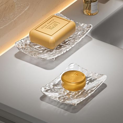 Seifenschalen (2er-Set) – Selbstentleerendes Design, offene Schale, tragbarer Duschseifenhalter, transparentes Material (1/5)