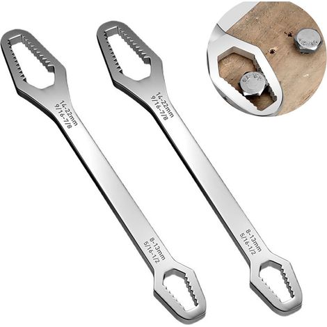 Auto Serrante Double Tête,2 Pcs Multifonction à Double Tête Auto Serrante pour Réparations Automobiles Durable Adaptée à Divers Écrous Vis (1/5)