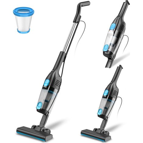 Aspirateur Balai avec Fil, Aspirateur Balai Filaire Puissant 20Kpa 600W, 3 en 1 Aspirateur à Main avec 5m Long Câble, Aspirateur sans Sac Léger Anti-Emmêlement pour Poils d'animaux Tapis Sol Dur