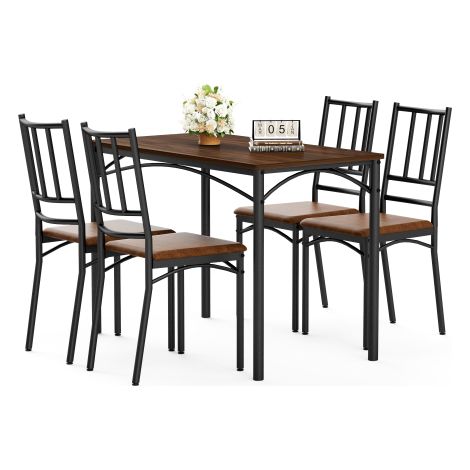 Set da pranzo, tavolo da bar con 4 sedie, tavolo da cucina con sedie, tavolo da colazione in stile industriale per cucina, soggiorno, sala feste, legno di noce, 110 cm60 cm76,5 cm