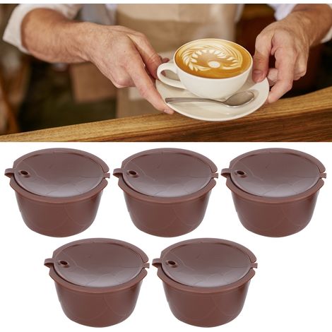 Kit de capsules de café réutilisables et rechargeables avec filtre, compatible avec la machine DOLCE GUSTO (5 capsules de café, 1 cuillère, 1 goupillon) (1/5)