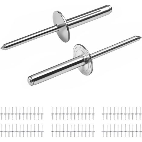 70 Pièces Rivet Pop en Aluminium Argent 4.8x25 mm, Rivets Aveugles à Collerette Large, Rivets Pop pour Fixation de Métaux, Automobile, Meubles et Industrie (1/5)
