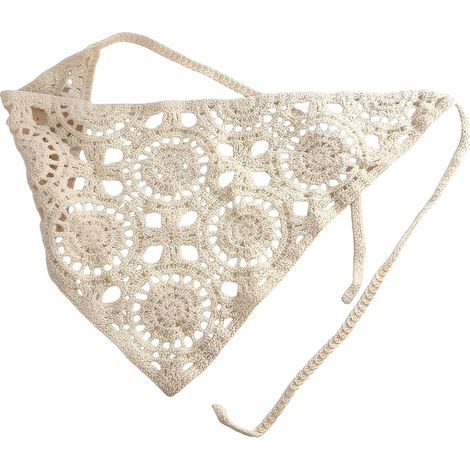 Foulard bohème pour cheveux de femme Élastique au crochet fleurs marguerites léger et antidérapant pour entraînement, yoga, festival, cowgirl, tenues occidentales (1/5)