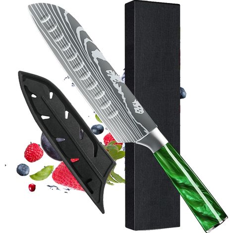 Juego de cuchillos de cocina, acero inoxidable de alto contenido en carbono, hojas de precisión, 1 unidad. (1/2)