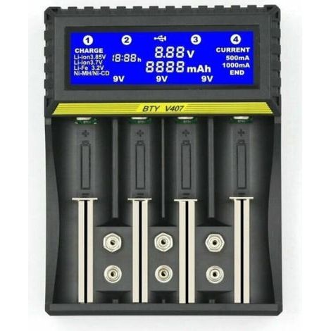 BTY407 Multifunctional Battery Charger 18650 Battery Li-ion/NiMH/NiCd/5AA/7AAA/9V Battery Charger