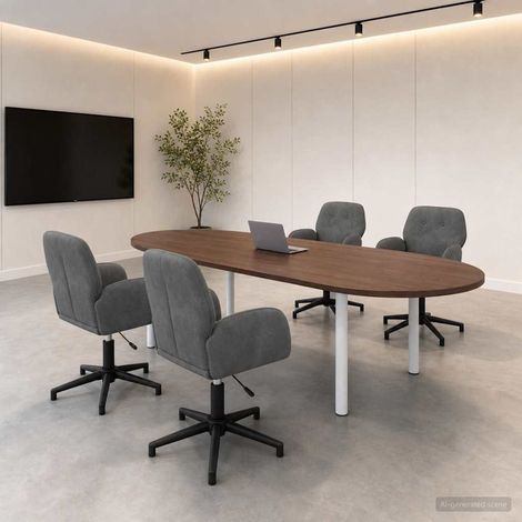 Lot de 4 chaises de bureau pivotantes réglables en velours gris foncé - PANGIVO (1/5)