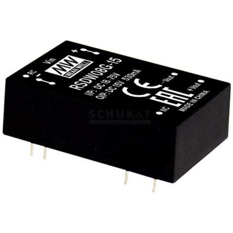 Module convertisseur CC/CC Mean Well RDDW08G-15 Nbr. de sorties: 2 x 265 mA 8 W 1 pc(s) Q122802 (1/4)