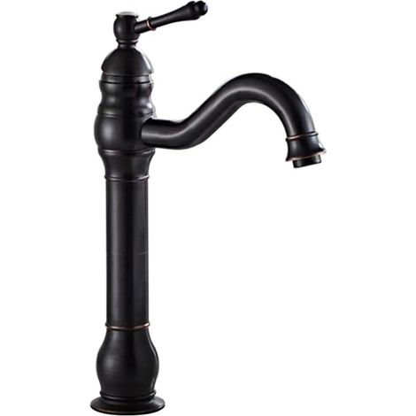 Einloch-Waschtischarmatur, Einhebel-Waschtischarmatur (Schwarz, hoch, ausgestattet mit einem 60 cm langen 3/8"-Schlauch)