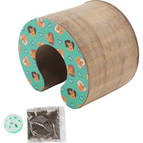 Griffoir Chat Carton Ondulé Magnétique avec Clochette Colorée et Herbe à Chat, Jouet Pliable Durable Anti-Rayures pour Chiot (1/5)