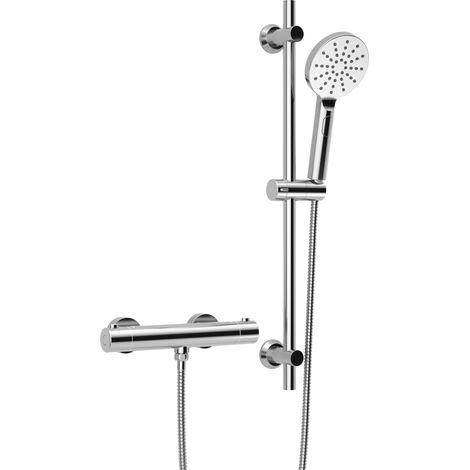 Colonne de Douche avec Mitigeur Thermostatique, Ensemble de Douche en Acier inoxydable avec Douchette et Tuyau, Barre de Douche 70 cm Chromé (1/5)