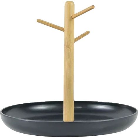 Aufbewahrungstablett, umweltfreundliches Bambus, japanisches Design, Rund-Schwarz-1 (1/2)