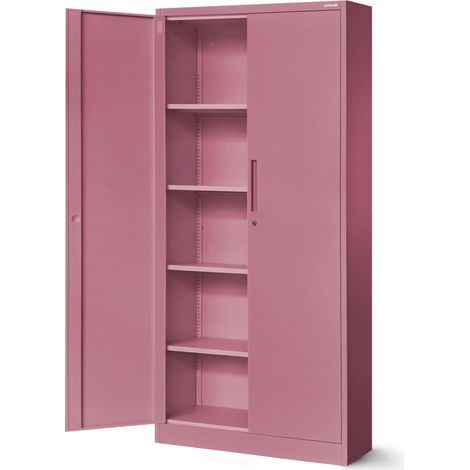 Armoire de Bureau Métal 4 Étagères Verrouillable 195 x 90 x 40 cm (1/5)