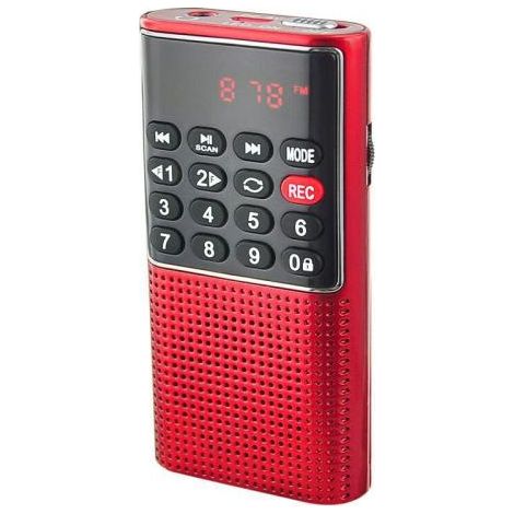 Radio petite, portable radio portable rechargeable avec fonction d'enregistrement, radio FM portable compatible MP3/TF/AUX (Rouge) (1/4)