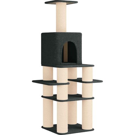 Arbre à chat avec poteaux à griffer en sisal Gris foncé 180 cm vidaXL (1/5)