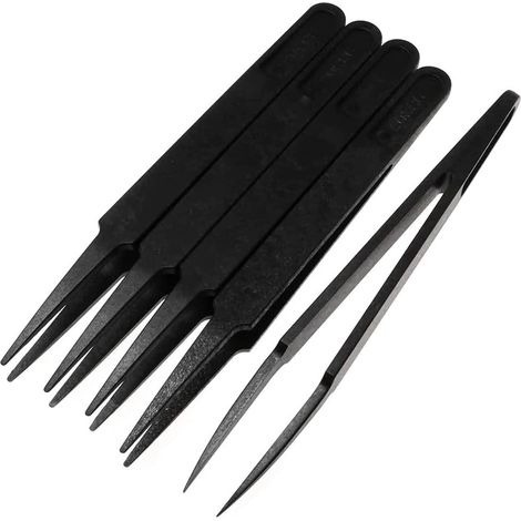 Juego de 5 pinzas de precisión multifuncionales de plástico antiestático. (1/4)