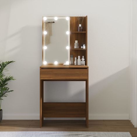 Coiffeuse,Table de Maquillage Moderne avec LED Chêne marron 60x40x140 cm -BV38652 (1/5)
