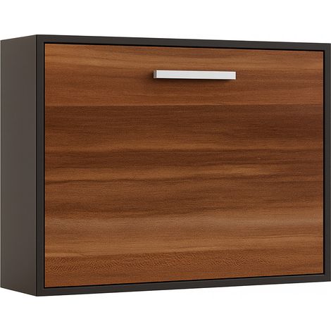 Lit escamotable horizontal 150x200 - Optima-Avec matelas-Coffrage Gris anthracite-Façade Bleu ciel (1/5)