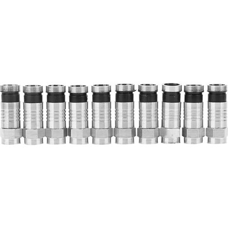 10 Pièces Connecteur F Type Serré RG6 UK pour Câble Antenne Vidéo Satellite Adaptateur (F-007) (1/5)