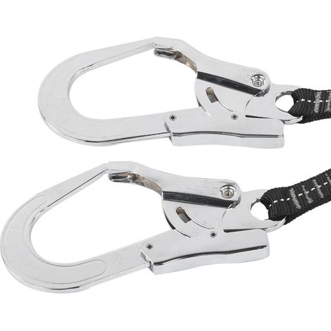 Corde de sécurité élastique anti-chute avec double crochet en acier pour travaux en hauteur (1/5)