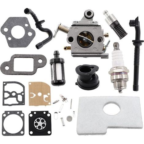 kit de carburador para motosierra Stihl 017 018 MS170 MS180 con filtro de aire, bujía y manguera. (1/5)