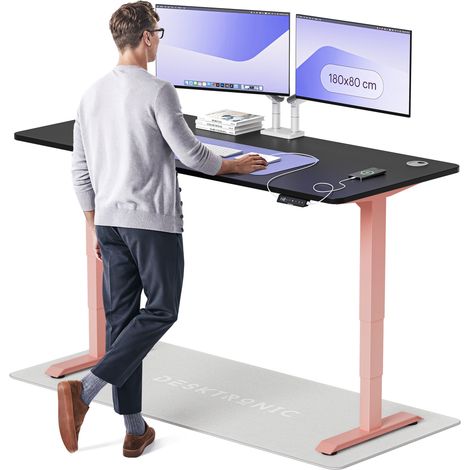 Desktronic Bureau assis debout HomePro - 180x80cm - Rose/Noir