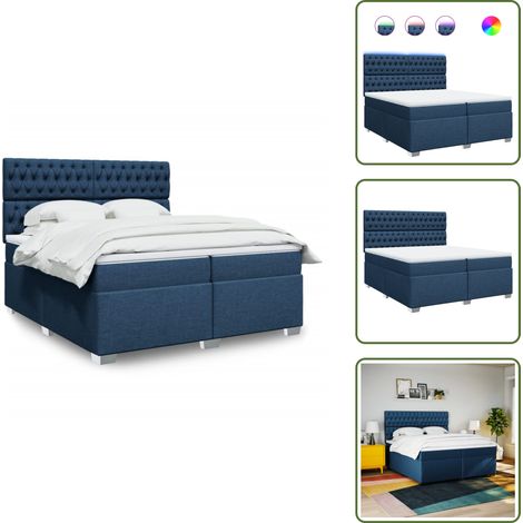 The Living Store Boxspringbett mit Matratze Blau 200x200 cm Stoff - Boxspringbett - Doppelbett - Bettenrahmen - Liegekomfort - Schlafen (1/5)
