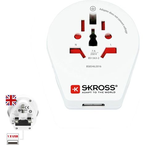Adaptador mundial a reino unido con usb skross 1500267 (1/3)