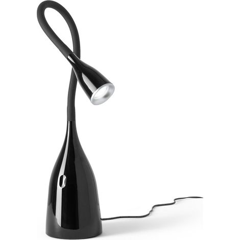 GLS022- LAMPADA DA TAVOLO NERO LUCIDO FLESSIBILE CON BRACCIO IN SILICONE DIMMERABILE 3000K 350LM 5W (1/2)
