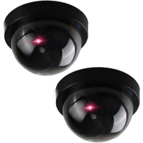 Caméra de sécurité factice - Ensemble réaliste de 2 mini caméras de sécurité factices - Caméra extérieure factice durable et fiable - Caméras factices à piles avec lumière rouge - Installation facile (1/5)