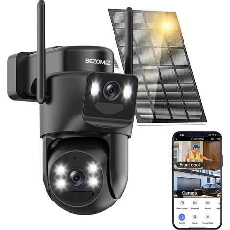 Caméra Surveillance WiFi Extérieure Double Objectif 360° PTZ 8MP Détection Humaine avec Panneau Solaire Suivi Automatique Vision Nocturne Couleur Étanche Audio Bidirectionnel 2.4GHz (1/5)