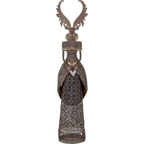Grande Statue de Cerf Décorative en Métal Marron Décoration de Noël 20 x 11 x 81 cm - PANGIVO (1/4)
